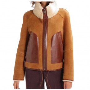 Alicia Suede Women Brown Leather Bomber Jacket